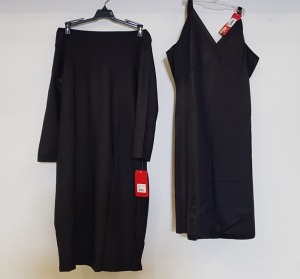 12 X BRAND NEW SPANX JACQIE DRESS IN BLACK SIZE LARGE AND XL RRP $80.00 (TOTAL RRP $960.00)