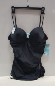 11 X BRAND NEW SPANX PUSH UP TANKINIS IN JET BLACK SIZE LARGE RRP $34.99 (TOTAL RRP $384.99)