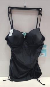12 X BRAND NEW SPANX PUSH UP TANKINIS IN JET BLACK SIZE LARGE RRP $34.99 (TOTAL RRP $419.88)