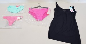 25 PIECE MIXED SPANX LOT CONTAINING PARADISE PINK FULL COVERAGE BOTTOMS, SEAFOAM BIKINI BRIEFS AND NECTAR THONGS ETC