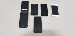 5 X VARIOUS I PHONES- 1 X PROTECTIVE CASE ( PLEASE NOTE ALL FOR SPARES)