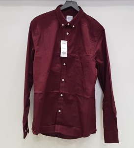 20 X BRAND NEW BURTON MENSWEAR MAROON LONG SLEEVED BUTTONED SHIRTS IN VARIOUS SIZES RRP £20.00 (TOTAL RRP £400.00)