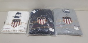 6 X BRAND NEW GANT JUMPERS IN DARK GREY, WHITE AND BLACK SIZE 10 (S), MEDIUM, 14 (L) ETC