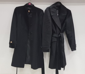 5 X BRAND NEW DOROTHY PERKINS BLACK BUCKLED LONG JACKETS UK SIZE 22, 14, 16 AND 10