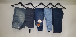 5 X BRAND NEW JEANS IN VARIOUS STYLES AND SIZES IE LEVIS AND G STAR RAW JEANS