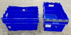 30 X STACKABLE TRAYS WITH DIMENSIONS ( 33 CM DEEP , 57 CM LENGTH , 36 CM WIDTH )