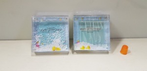600 X BRAND NEW SQUARE GLITTER PHOTO FRAME - SHAKE FOR FUN WITH GLITTER AND DUCKS ( IN 50 BOXES )