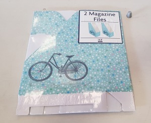 288 X BRAND NEW 2 MAGAZINE FILES - VINTAGE FLORAL IN LIGHT BLUE ( IN 12 BOXES )