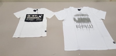 12 X BRAND NEW G STAR RAW WHITE CREWNECK T SHIRTS IN VARIOUS STYLES AND YOUTH SIZES
