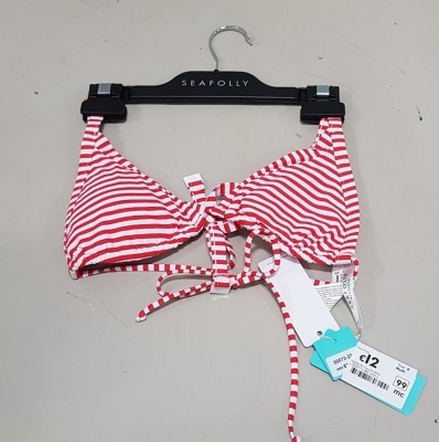 35 X BRAND NEW SEAFOLLY RED / WHITE STRIPED BIKINI TOPS SIZE 8 MULTI