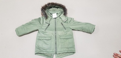 10 X BRAND NEW OUTFIT KIDS KHAKI HOODED JACKETS AGE 1.5 - 2 YEARS RRP £34.00 (TOTAL RRP £340.00)