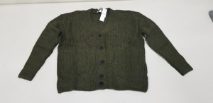 14 X BRAND NEW TOPSHOP KHAKI BUTTONED KNITTED CARDGAN SIZE SMALL AND MEDIUM RRP £29.00 (TOTAL RRP £406.00)