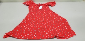 30 X BRAND NEW DOROTHY PERKINS RED FLORAL PRINT OPEN SHOULDER DRESSES UK SIZE 10 AND 16 RRP £24.00 (TOTAL RRP £720.00)