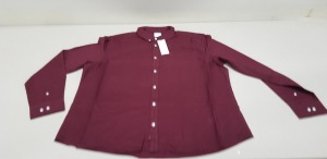 25 X BRAND NEW BURTON MENSWEAR MAROON LONG SLEEVED BUTTONED SMART SHIRTS SIZE XXL RRP £20.00 (TOTAL RRP £500.00)