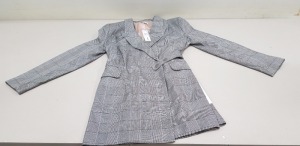 10 X BRAND NEW TOPSHOP GREY CHEQUERED BUTTONED BELTED JACKETS IN VARIOUS SIZES