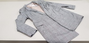 8 X BRAND NEW TOPSHOP GREY CHEQUERED BUTTONED BELTED JACKETS UK SIZE 12 AND 14