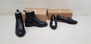8 PIECE MIXED BY VERY SHOE LOT CONTAINING 5 X BLACK BOOTS UK SIZE 4 AND 3 X BLACK ANIMAL PRINT SHOES UK SIZE 5