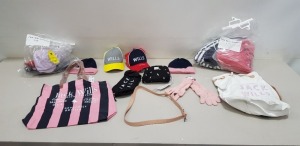 20 X BRAND NEW JACK WILLS ACCESSORIES LOT CONTAINING BELTS, BAGS, HATS, CAPS AND SOCKS ETC