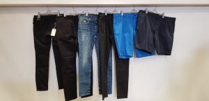 6 X BRAND NEW DESIGNER JEANS LOT CONTAINING 4 X TRUE RELIGION JEANS AND 2 X HUGO BOSS JEANS IN VARIOUS SIZES