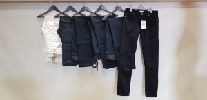 6 X BRAND NEW DESIGNER JEANS LOT CONTAINING 2X G-STAR RAW DENIM JEANS, 3X BRUHL DENIM JEANS, 1X FARAH DENIM JEANS IN VARIOUS SIZES