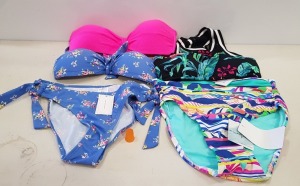 20 X BRAND NEW MIXED SWIM WEAR CLOTHING LOT CONTAINING JACK WILLS, SEAFOLLY, BILLA BONG AND DORINA ETC