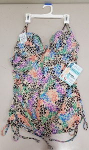 22 X BRAND NEW SPANX CHEETAH PRINT PUSH UP TANKINI POWER SUITS IN SIZE UK LARGE RRP-$34.99 TOTAL RRP-$769.78