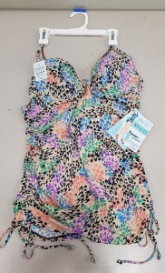 22 X BRAND NEW SPANX CHEETAH PRINT PUSH UP TANKINI POWER SUITS SIZE UK LARGE RRP-$34.99 TOTAL RRP-$769.78