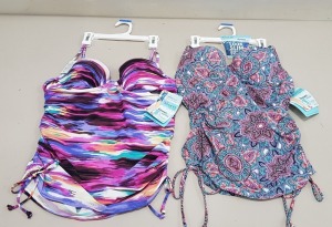 21 X BRAND NEW SPANX SUN STRIPE AND IN BLOOM PRINT PUSH UP TANKINI POWER SUITS IN SIZE UK XLARGE RRP-$34.99 TOTAL RRP-$734.79