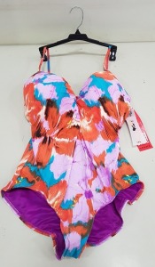 19 X BRAND NEW SPANX ALOHA FLORAL ONE PIECE SWIM SUITS IN SIZE UK 16D/DD RRP-$34.99 TOTAL RRP-£664.81