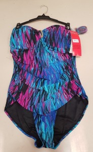 10 X BRAND NEW SPANX WAVE LENGTH MULTI COLOURED ONE PIECE SWIM SUIT UK SIZE 14 RRP-$188.00 TOTAL RRP-$1880.00