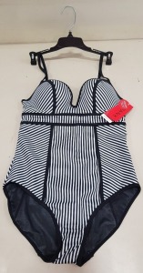 10 X BRAND NEW SPANX BLACK THIN STRIPED ONE PIECE SWIM SUIT SIZE UK 10 RRP-$142.00 TOTAL RRP-$1420.00