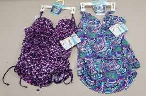 20 X BRAND NEW MIXED SPANX SWIMWEAR LOT CONTAINING SUMMER PLUMES PUSH UP TANKINIS AND PAISLEY DOT CRISS CROSS TANKINIS RRP-$34.99 TOTAL RRP$699.80