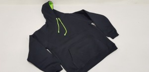 40 X BRAND NEW PAPINI BLACK AND LIME HOODED JUMPERS IN SIZE XS AND SMALL