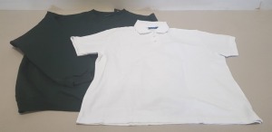 55 X PIECE MIXED PAPINI CLOTHING LOT CONTAINING 42 X PAPINI WHITE POLO SHIRTS SIZE 20 AND 13 X PAPINI BOTTLE GREEN SWEATSHIRTS IN SIZE 3XL