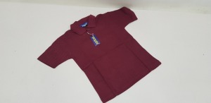 50 X BRAND NEW PAPINI WINE COLOURED POLO SHIRTS IN SIZE UK 3-4 YEARS