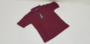 50 X BRAND NEW PAPINI WINE COLOURED POLO SHIRTS IN SIZE UK 3-4 YEARS