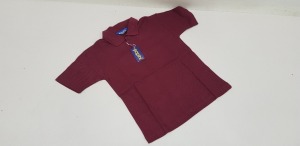 50 X BRAND NEW PAPINI WINE COLOURED POLO SHIRTS IN SIZE UK 5-6 YEARS