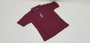 50 X BRAND NEW PAPINI WINE COLOURED POLO SHIRTS IN SIZE UK 5-6 YEARS