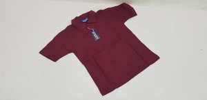 50 X BRAND NEW PAPINI WINE COLOURED POLO SHIRTS IN SIZE UK 5-6 YEARS