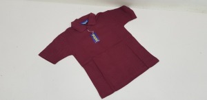 50 X BRAND NEW PAPINI WINE COLOURED POLO SHIRTS IN SIZE UK 8-10 YEARS