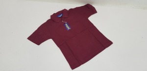 50 X BRAND NEW PAPINI WINE COLOURED POLO SHIRTS IN SIZE UK 9-10 YEARS