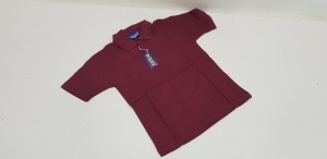 50 X BRAND NEW PAPINI WINE COLOURED POLO SHIRTS IN SIZE UK 11-12 YEARS