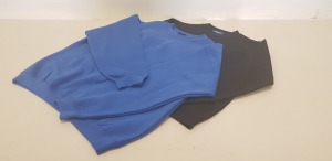 48 X BRAND NEW MIXED PAPINI CLOTHING LOT CONTAINING 25X PAPINI ROYAL BLUE SWEATSHIRTS SIZE UK XL AND PAPINI BLACK SWEATSHIRTS SIZES (21X SMALL) (2X 3XL)