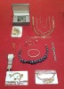 30+ ITEMS OF YELLOW & SILVER COLOURED COSTUME JEWELLERY IE. BOSS WATCH, NECKLACES, RINGS, BRACELETS, EARRINGS ETC.