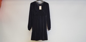 40 X BRAND NEW OASIS BLACK VELVET EMPIRE FRILL LINE DRESSES IN SIZE UK MEDIUM