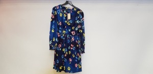 40 X BRAND NEW OASIS SLINKY JERSEY FLORAL ANIMAL MINI DRESS IN BLUE SIZE UK XS, MEDIUM AND LARGE