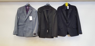 3 X BRAND NEW DESIGNER SUIT BLAZER LOT CONTAINING RALPH LAUREN, HUGO BOSS AND TED BAKER SUIT BLAZERS IN VARIOUS SIZES