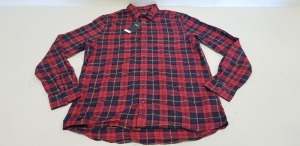 45 X BRAND NEW BURTON MENSWEAR RED CHEQUERED LONG SLEEVED BUTTONED SHIRTS IN SIZE UK 3XL, 4XL,5XL AND 6XL RRP-£20.00PP TOTAL RRP-£1125.00