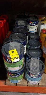 20 PIECE MIXED DULUX PAINT LOT CONTAINING DULUX WALL AND CELING PAINT, EASY CARE KITCHEN PAINT, EASY CARE BATHROOM PAINT AND ALL PURPOSE WOODS STAIN ETC