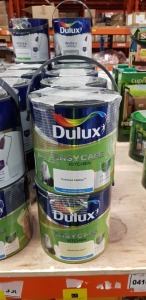 11 X BRAND NEW MIXED DULUX 2.5L PAINT LOT CONTAINING WILD PRIMROSE, POLISHED PEBBLE, NATURAL SLATE ETC